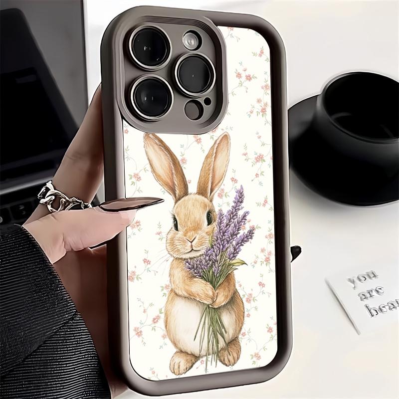 Милый цветочный кролик силиконовый чехол для телефона для iPhone 17 Pro Max 16 15 14 13 12 11 Pro 17 Air 16E XS X XR 7 8 Plus Мягкая крышка