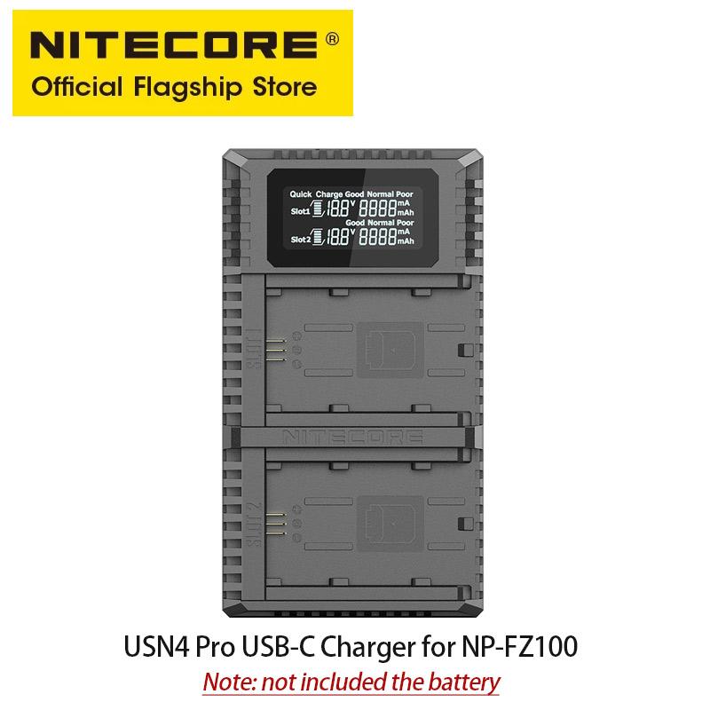 Зарядное устройство NITECORE USN4 PRO для аккумуляторов камеры, двухслотовое, USB-C, быстрая зарядка QC, для Sony NP-FZ100, активация глубоко разряженных аккумуляторов