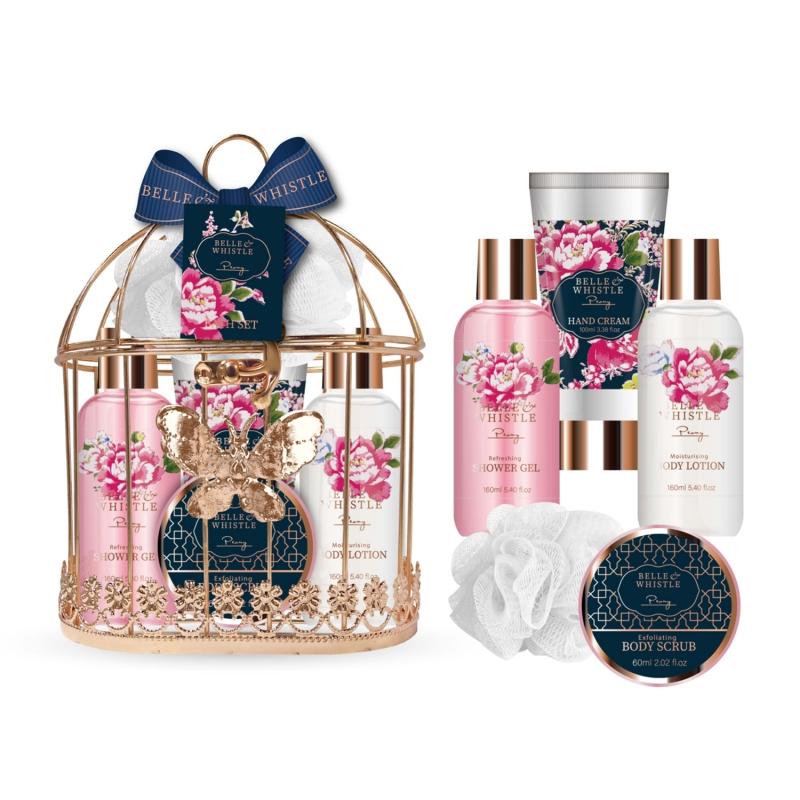 Coffret de bain cage au parfum délicat de pivoine - 5pcs