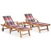 VidaXL Sun Loungers 2 Pcs with Table and Cushion Solid Teak Wood 3073184