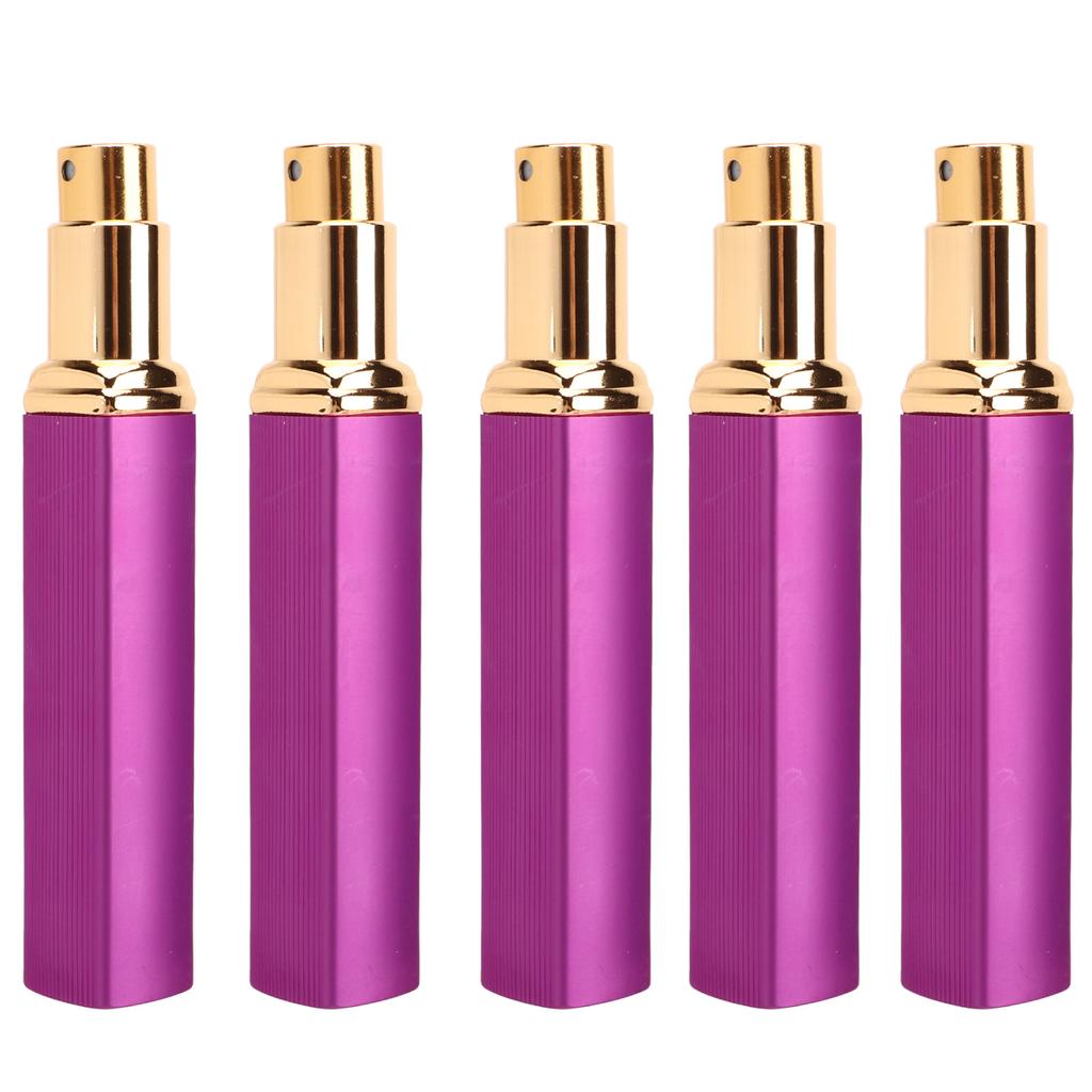 5pcs Travel Spray Bottles Eletrolytic Aluminium 12ml Refillable Perfume Bottles Durable Pocket