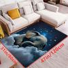 Dreamy Elephant Rug for Nursery | Starry Night Clouds Design | Soft Floor Mats for Baby Rooms Skid resistant carpet
