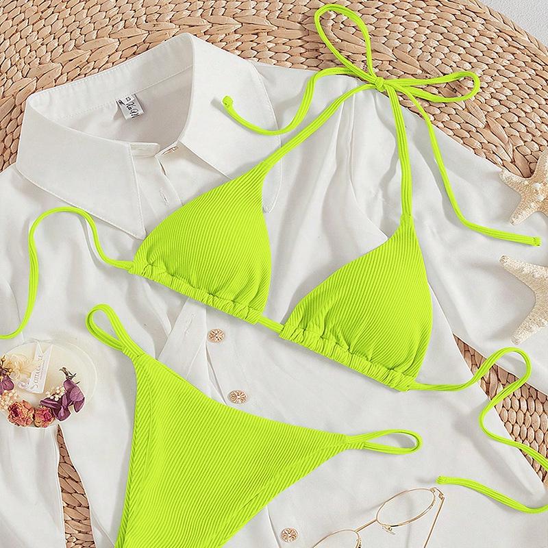 Евро-американский кружевной купальник-бикини треугольник на шнуровке - Сексуальный пляжный купальник