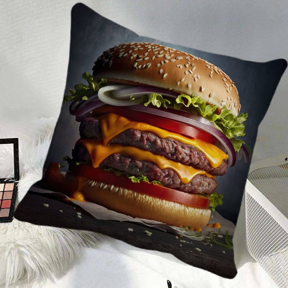 Pizza Hamburger Hot Dog Ice Cream Pillow Case Square Pillow Bedroom Sofa Leisure Comfort Cushion Car Home Decoration