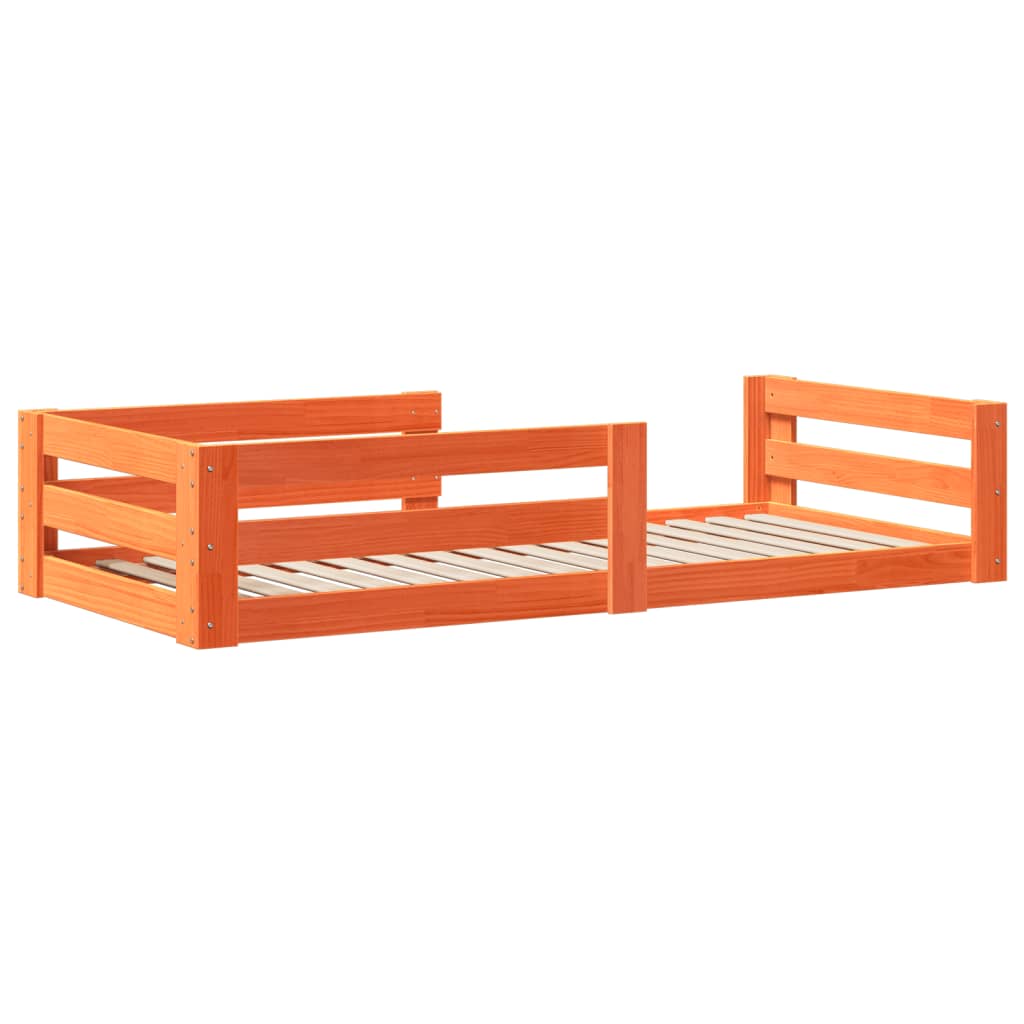 Solid Wood Bed Frame without Mattress Wax Brown 80 x 160 cm Pine Wood