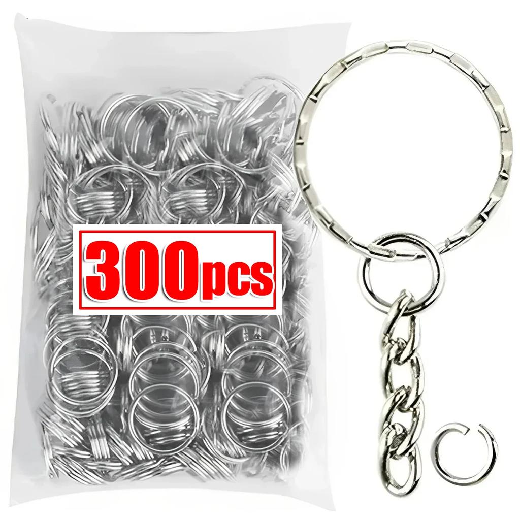 50-1000pcs Metal Blank Keyring Keychain Split Rings Keyfob Keyring Lobster Clasp Keychain Key Pendant Ring Stainless Steel Rings