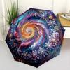 Music Space Compact Travel Automatic Umbrella Folding Umbrella with 8 Ribs Foldable Design Travel Essential Fashionable Accessory Gift for Festivals