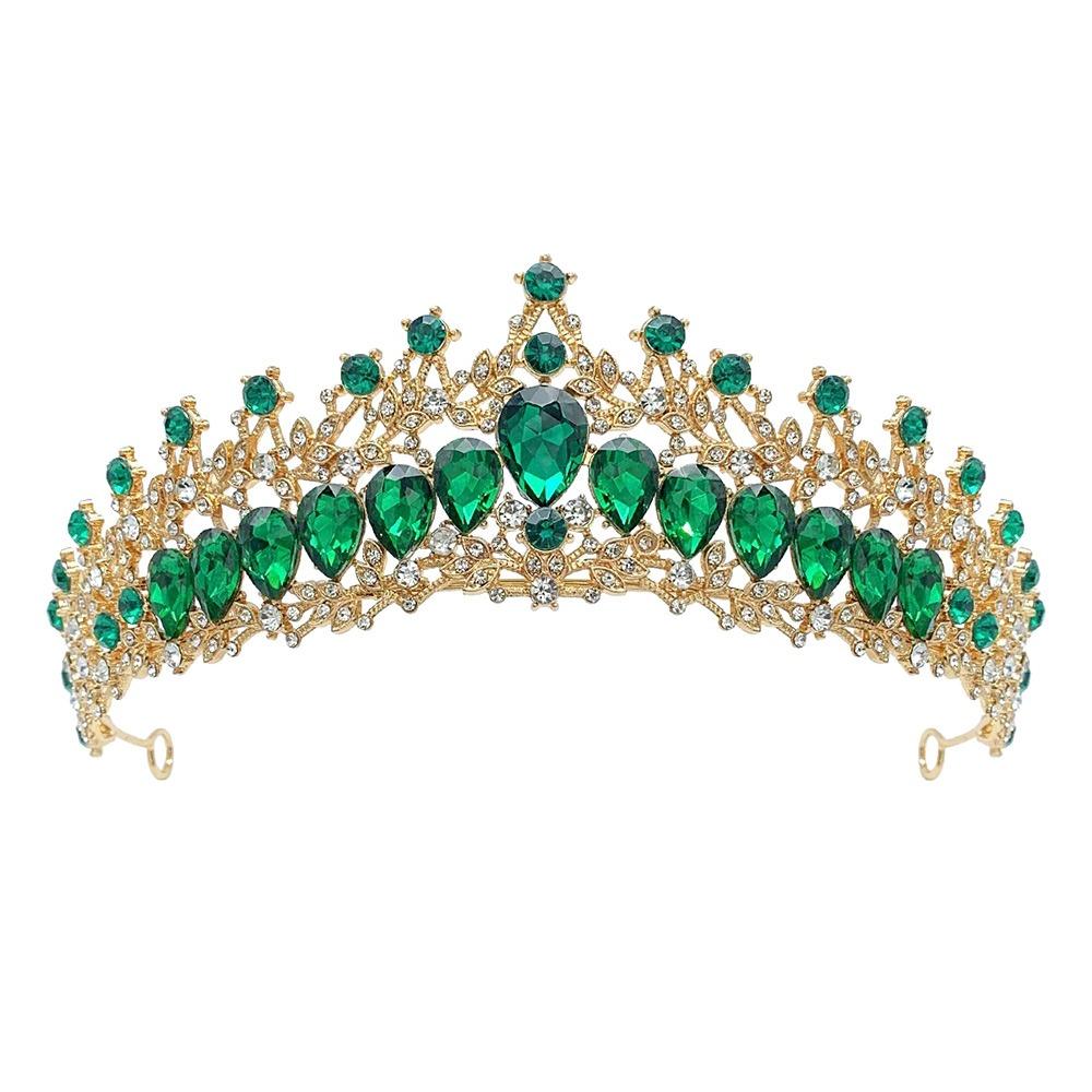 Metal Bridal Crystal Hair Ornaments Colorful Bridal Hairpin Fashion Hair Crown Wedding Jewelry