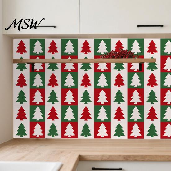 DIY Home Improvement Supplies 12Pcs Self?Adhesive Tile Stickers, 2D Waterproof Oil?Proof Wall Floor Decals with Peel Stick Tiles Xmas Tree
