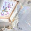 Reflective Rainbow Glass Stickers Colorful Flower Decals Sunlight Dispersing Window Films PVC Clings for Home Decors
