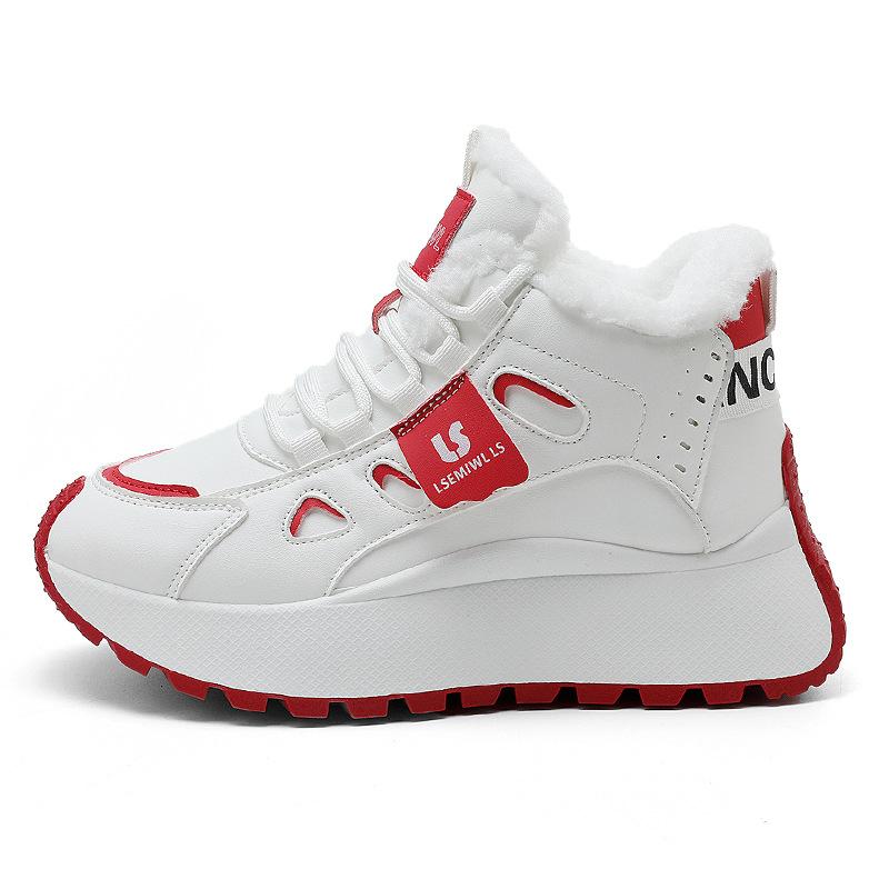 Women's Chunky Platform Snow Boots With Faux Fur Lined Winter Warm Outdoor Walking Shoes Casual Lace-Up Sneakers Anti-Slip Work Short Bootie for Women