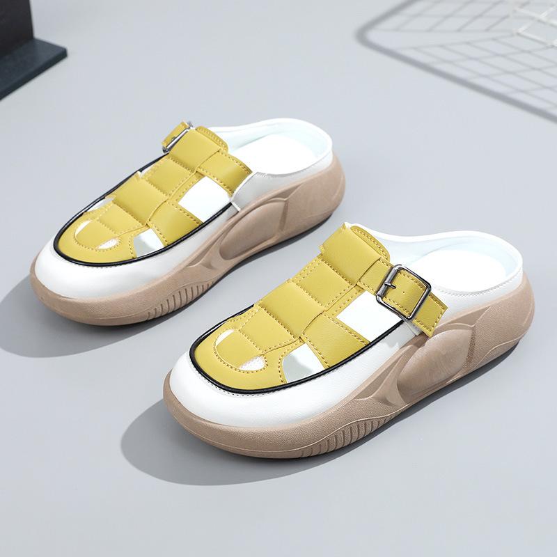 Дизайнерские летние новые женские сандалии, модные, толстые, с закрытым носком, легкие, нескользящие, повседневные туфли, универсальные, Tenis De Mujer