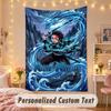 Custom Personalized Tapestry,Demon Slayer Print Custom Name Text Wall Art Hanging for Bedroom