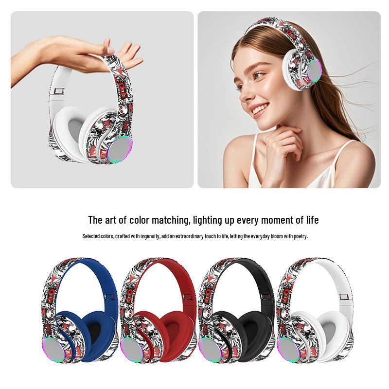 Беспроводные накладные наушники Graffiti с мощным басом - Универсальная Bluetooth 5.4 гарнитура для музыки и мобильных устройств.