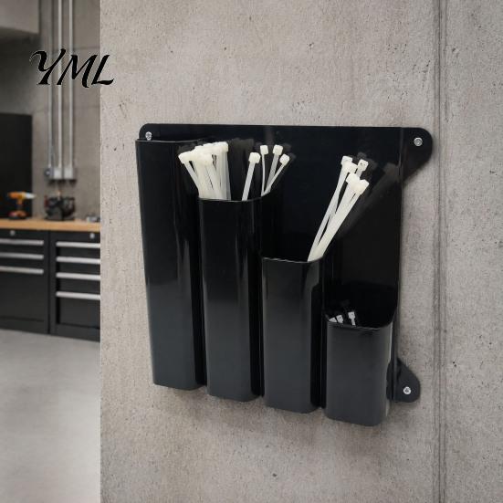 Wall Mounted Storage Rack Cable Tie Organizer Rack, with Four Compartments, System, Management in Garages And Workshops Electrician Supply
