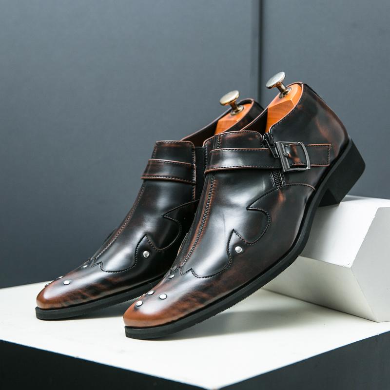 Fashion Men Formal Shoes with Black Brown Side Buckles Designed By Business Office Designers Fashionable Loafers Sizes 38-46 Men Shoes