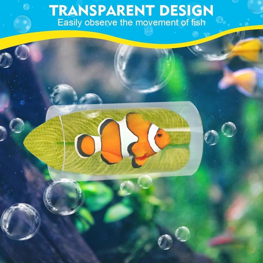 Укрытие для рыбки петушка Акриловая трубка с ковриком из листьев Трубка для петушка Туннели Подарки Аквариум Туннель для рыбки петушка