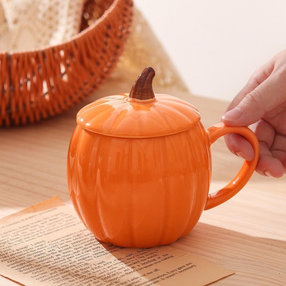 320ml Halloween Pumpkin Mug Dustproof Drink Mug Cute Ceramic Tea Cup Cafe