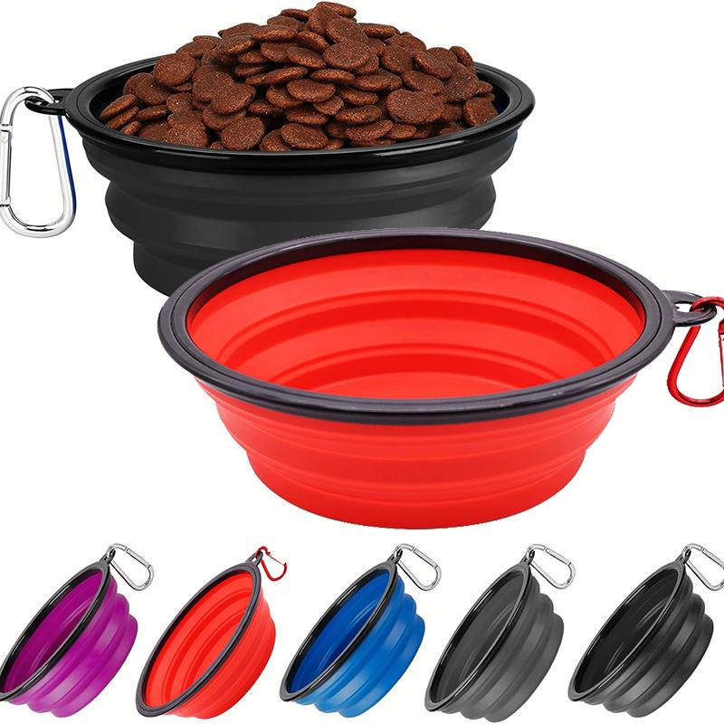 2 Pack Portable Collapsible Dog Cat Bowl with Clasp Travel Water Food Dish for Puppy Walking Parking Outdoors Traveling