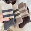 Women's Mid-Tube Striped Socks - Warm, Thick, Retro Japanese Forest Style for Spring and Autumn