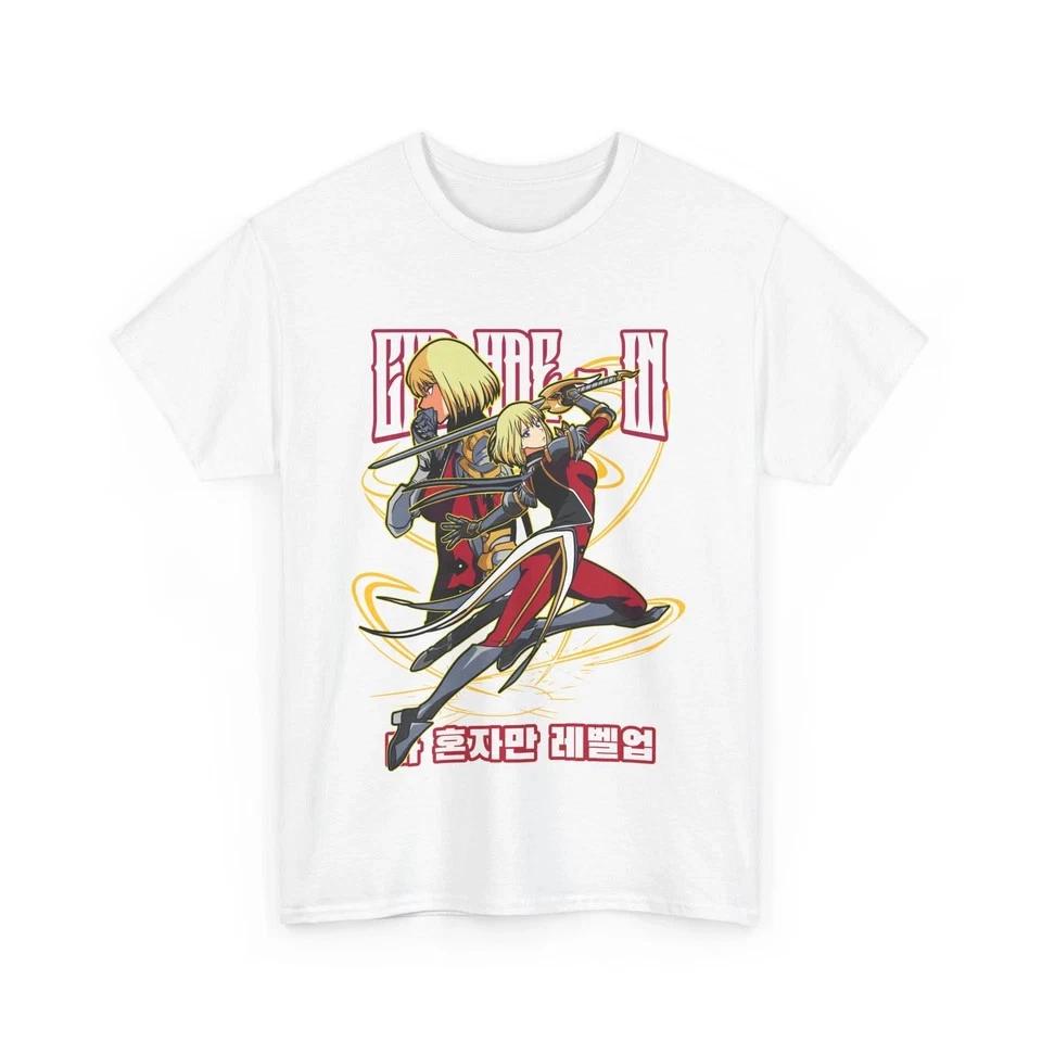 Solo Leveling Anime Tshirt Sung Jinwoo Tee Cha Haein Shirt White