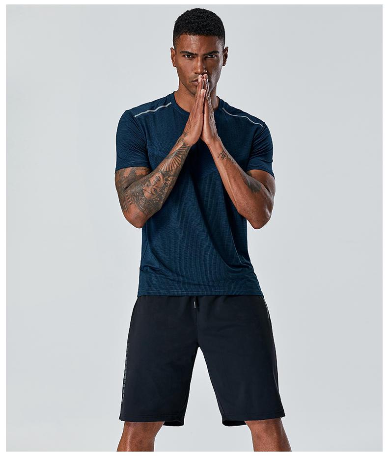 Мужская быстросохнущая футболка из ледяного шелка для повседневного фитнеса - с коротким рукавом, круглым вырезом, больших размеров, летняя спортивная футболка для бега