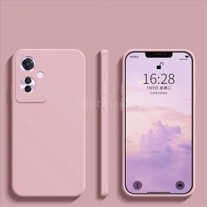 Чехол для OPPO Reno 11 F Чехол Reno 11F Жидкий силикон Однотонный Мягкий ТПУ Противоударный Capa Защитный чехол для телефона Чехол Reno11 F