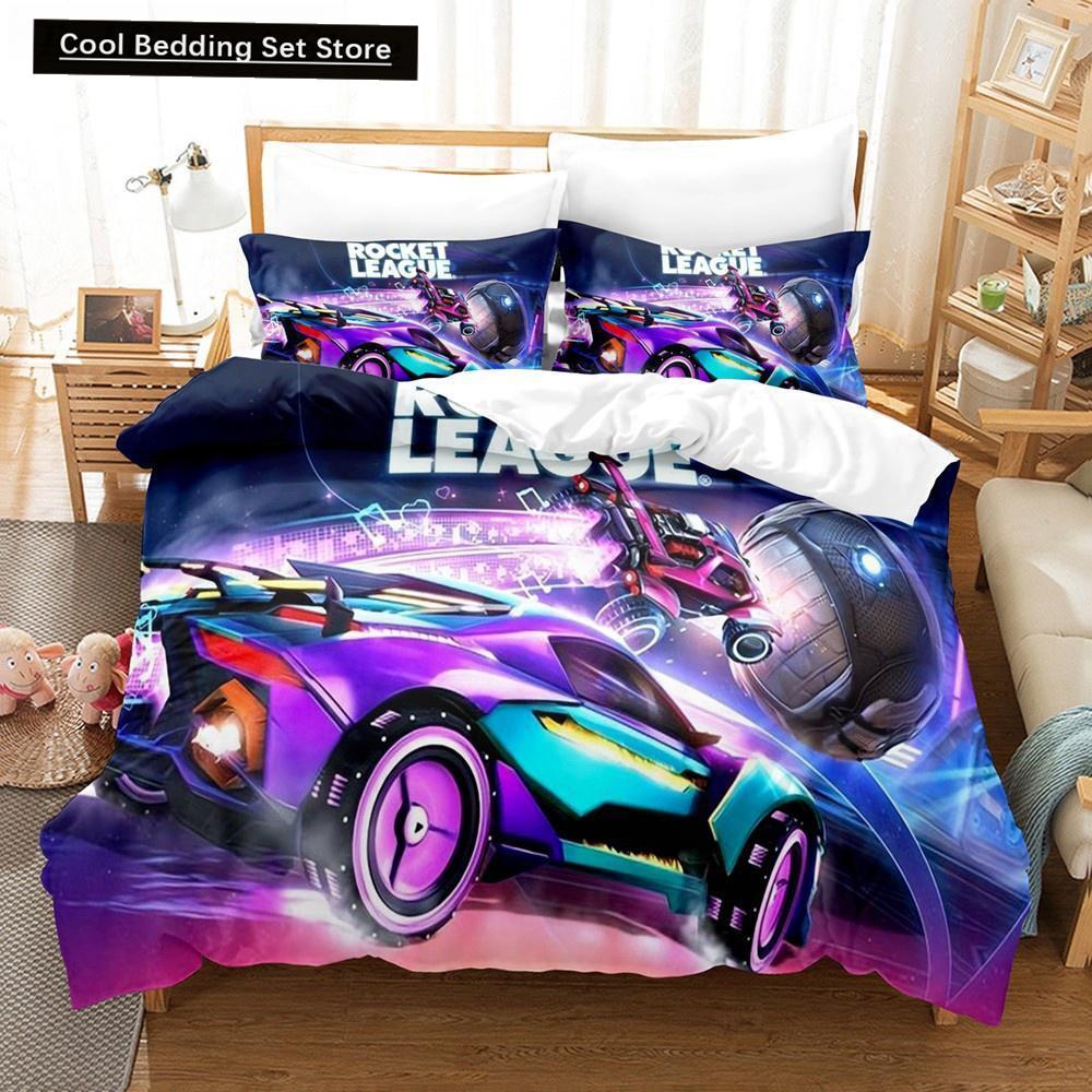Новый комплект постельного белья Rocket League, покрывало для односпальной кровати, двуспальной кровати размера Queen King Size, комплект постельного белья Rocket League для детей, мальчиков, спальня, пододеяльник