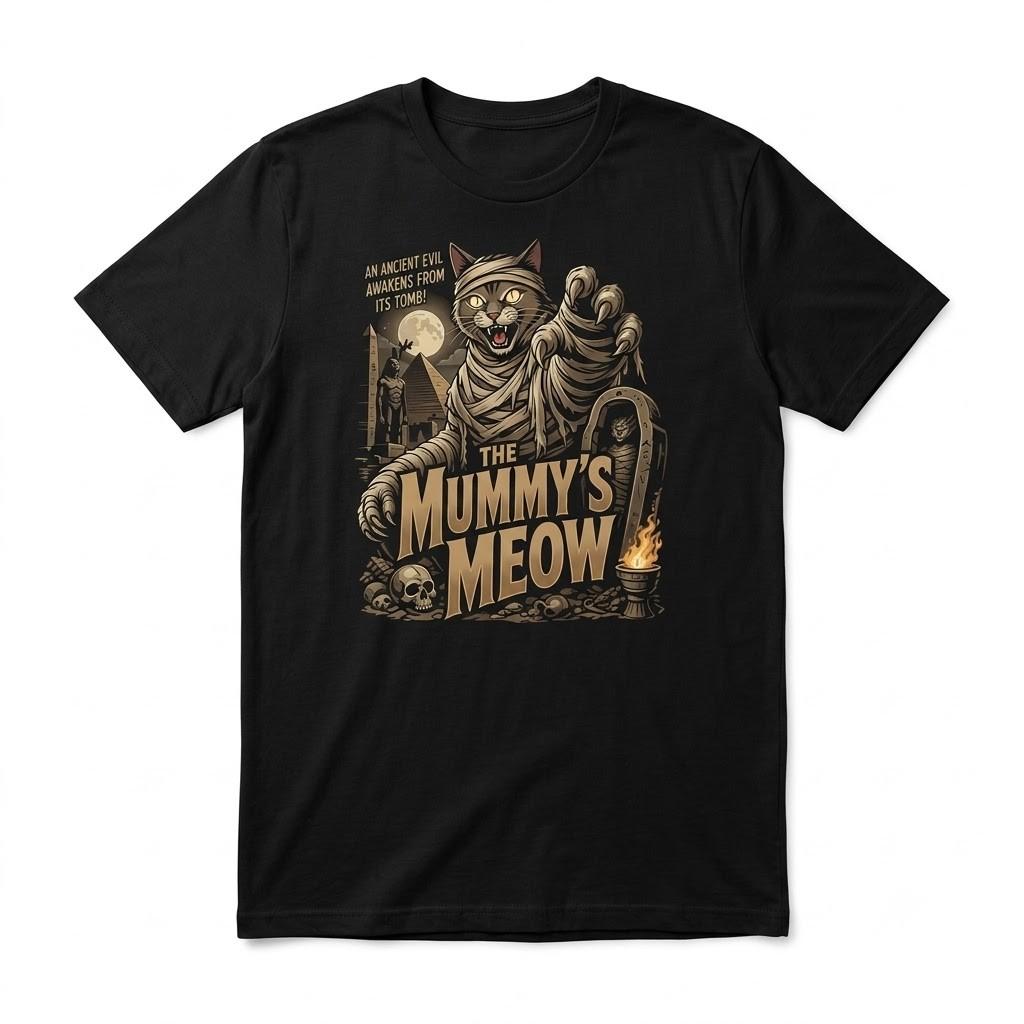 Funny Cat Horror Graphic Halloween Cat Black T Shirt Gift For Friends