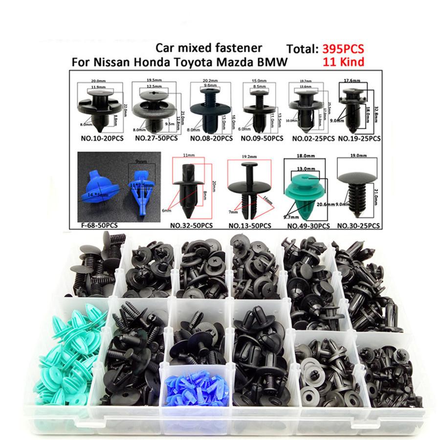 6-10Mm For All Cars Mixed Auto Fastener Clip Plastic Box-Packed Car Door Bumper Fender Liner Sealing Strip Fixed Clips 395Pc With Tool