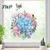 Bathroom Wall Decor Toilet Sticker, Birds Flowers Seat Lid Stickers, Self-Adhesive Floral Decorative Accessories Decals, Waterproof Sticker