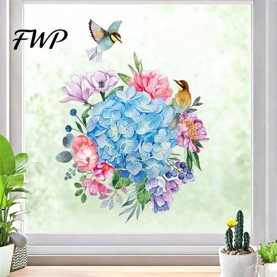 Bathroom Wall Decor Toilet Sticker, Birds Flowers Seat Lid Stickers, Self-Adhesive Floral Decorative Accessories Decals, Waterproof Sticker