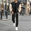 Men's Cross-Border Autumn/Winter Color Block Baseball Jacket & Sports Pants Set