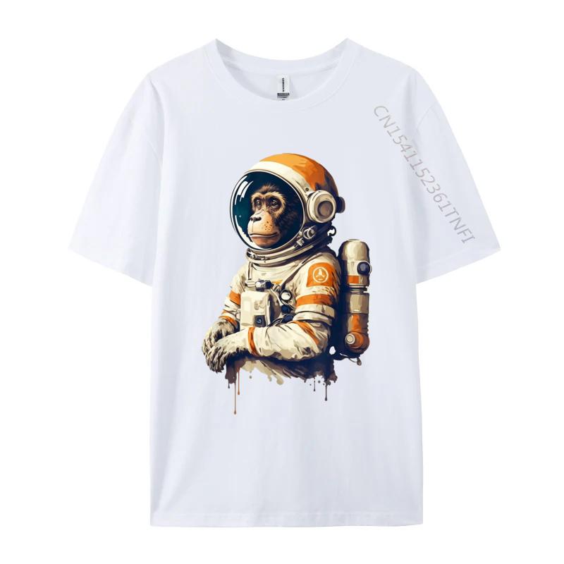 space vintage travel astronaut monkey astronaut Custom Camisa T-Shirt Tops Tees Retro Cotton Normal Clothing Shirt