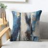 Alricc Blue Gray Abstract Art Cushion Cover Natural Linen Organic Fabric Double-Sided Printing Breathable Perfect For Home Decor