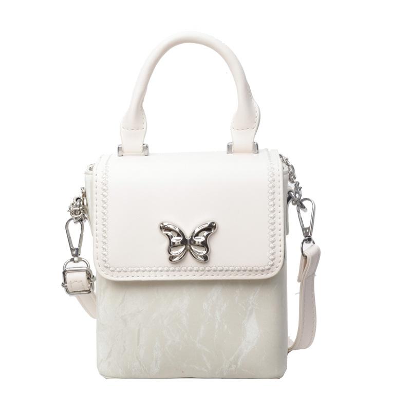Серебряная женская сумка лето 2024 новый модный нишевый дизайн маленькая квадратная сумка интернет знаменитость бабочка сумка для мобильного телефона