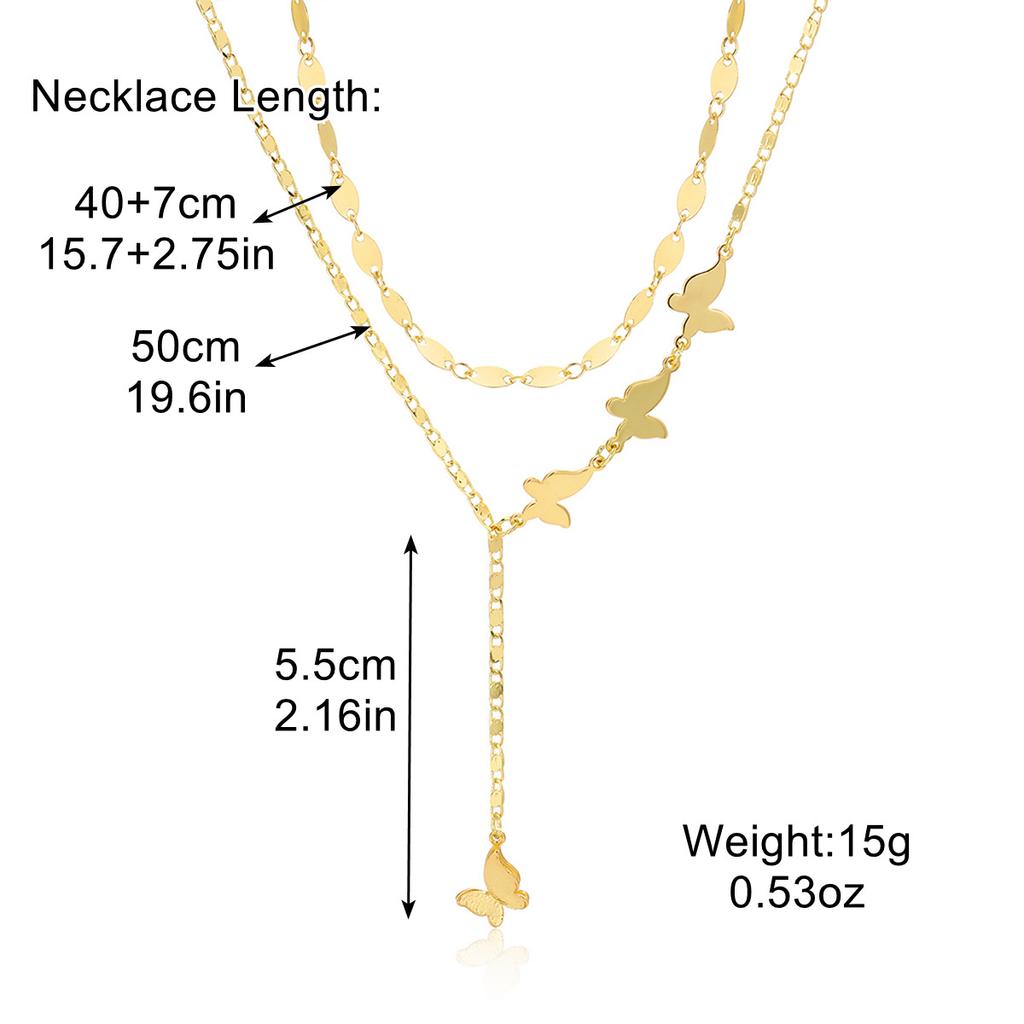 Necklace for Women Jewelry Fashion Necklace Double Layer Hip Hop Niche Premium Sense Hip Hop Butterfly Pendant Necklace Female Elegant Necklace