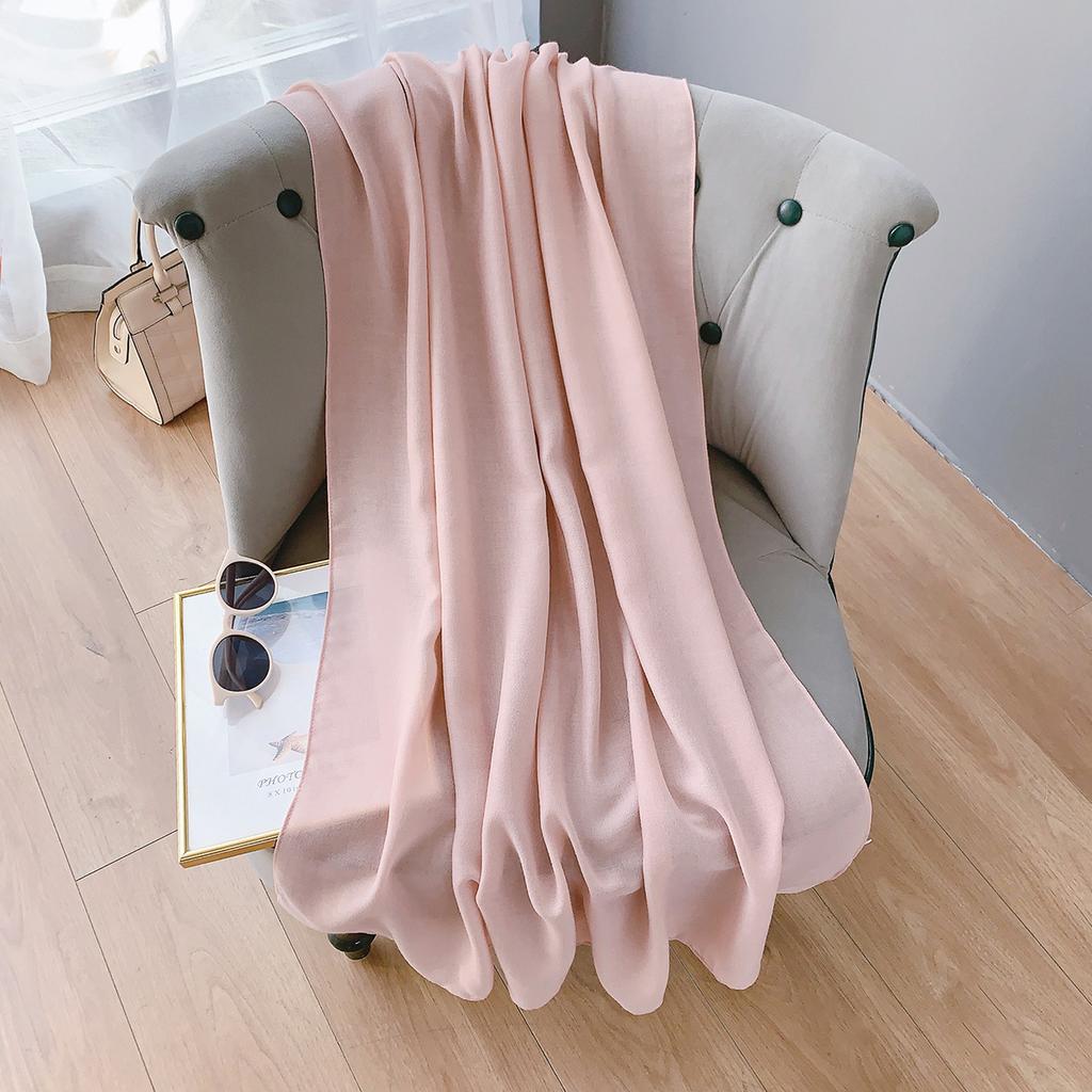 Women's Spring and Summer Literary Korean Version Long Solid Color Shawl Thin Versatile Neck Protection Scarf Air-conditioned Exterior