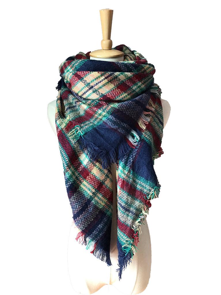 Autumn and Winter New Colorful Plaid Square Scarf Plaid Scarf Men's and Women's Imitation Cashmere Plaid Scarf Shawl