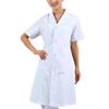 Women Short Sleeve White Scrubs Lab Coat Medical Doctor Nurse Uniform