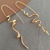 Шикарные серьги-капли в виде волны, серьги-заявления изогнутого золотого/медного цвета, серьги простого дизайна для повседневной носки