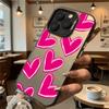 Ярко-розовый Чехол-бампер с нарисованными вручную сердечками для Xiaomi Redmi Note 15 14 13 12 11 Pro Plus Ударопрочный Защитный чехол