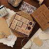12 Pcs Vintage Wood Rubber Stamp Universe Letters Number Flowers Retro Stamp Set for DIY Art Craft Journals Scrapbooking Planner Card Making
