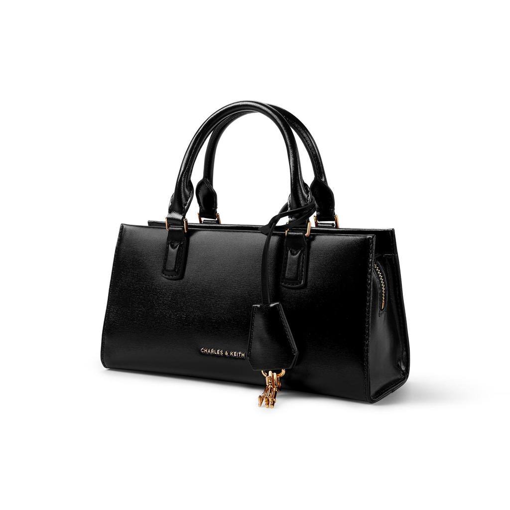 Charles & Keith Kerry Series Minimalist Shoulder Bag With Pendant PU Handbag Small Women handbags Black Light-Pink Cream CK2-30271481