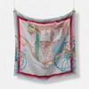 Twill Silk Scarf Woman Carriage Painting Square Scarves Wraps Bandana Small Hijab Silk Foulards Tie Headband Neckerchief 53CM