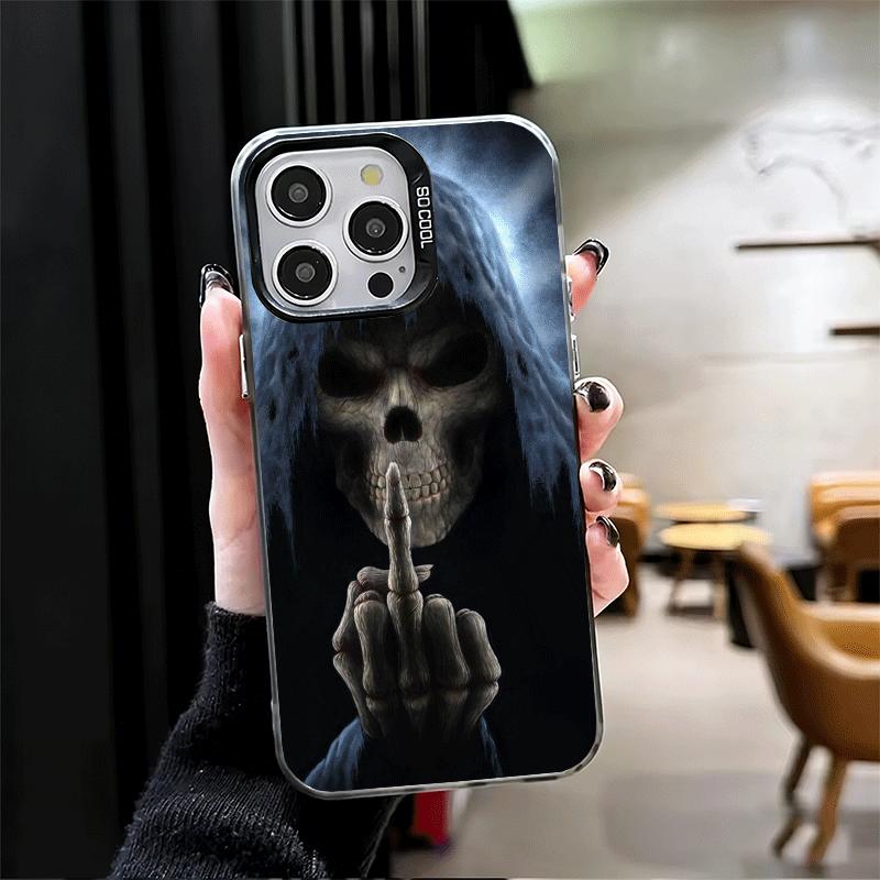 Скелет Жнец Забавный Стиль Мягкий Чехол для Телефона для iPhone 15 16 17 Pro Max 17Air 16E 14 Plus 13 12 Mini Ударопрочная Задняя Крышка