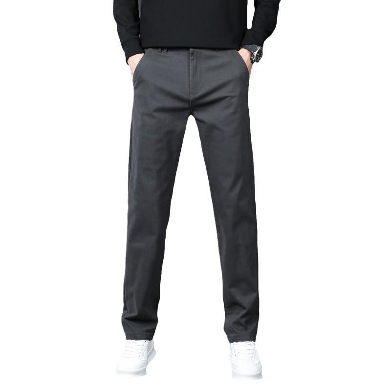 2024 Новые осенне-зимние повседневные брюки из чистого хлопка высшего качества для мужчин, деловые прямые свободные модные брюки, универсальные брюки
