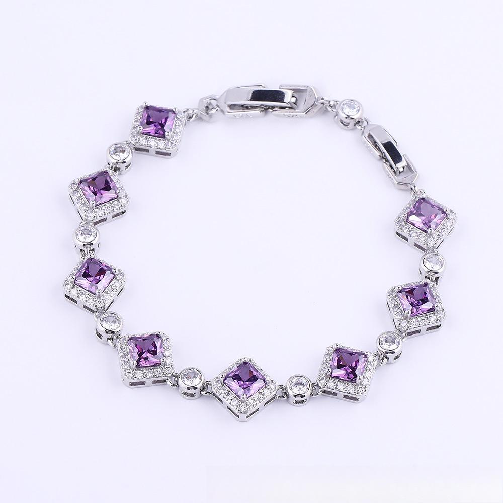 Простой темпераментный геометрический четырехугольный браслет из циркония, латунь, позолоченные ювелирные изделия