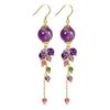 Handmade Hook Drop Earrings Solid 925 Sterling Silver  Amethyst Bead Earrings With Natural Tourmaline Tassel Dangle Earrings for Women Girls