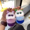 Cute Colorful Plush Caterpillars Keychain With Sunglasses Soft Rabbit Fur Animal Pompom Pendant With Key Rings For Women Handbag